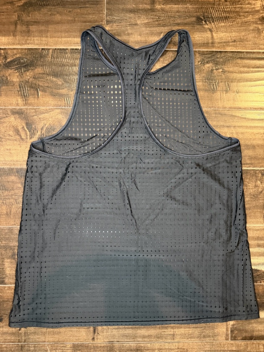 Athleta Black Laser Cut Mesh Racerback Tank Top Size M Training Gym Yoga - Picture 6 of 8